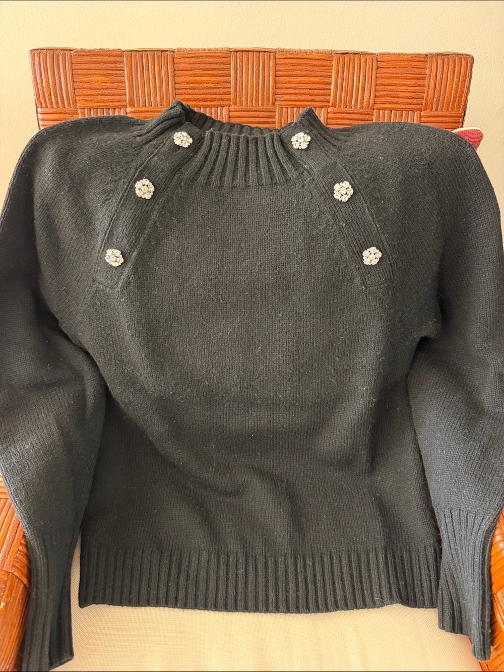 JCrew Black Women's Knit Sweater with Decorative Buttons